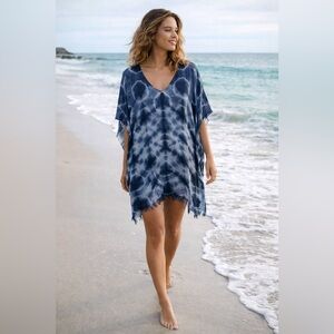 Navy Tie-Dye Beach Cover-Up
